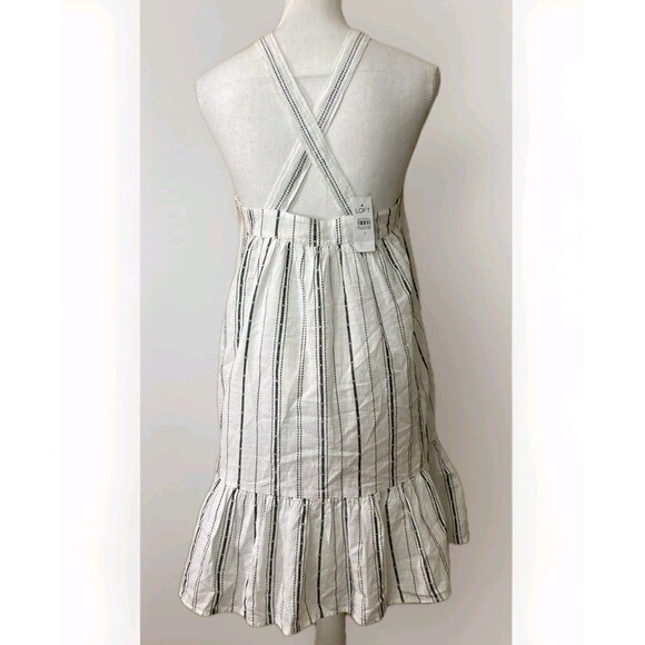LOFT Beach Dress Women’s 2 White Black Embroidered Halter Mini Cotton Summer - Picture 2 of 11